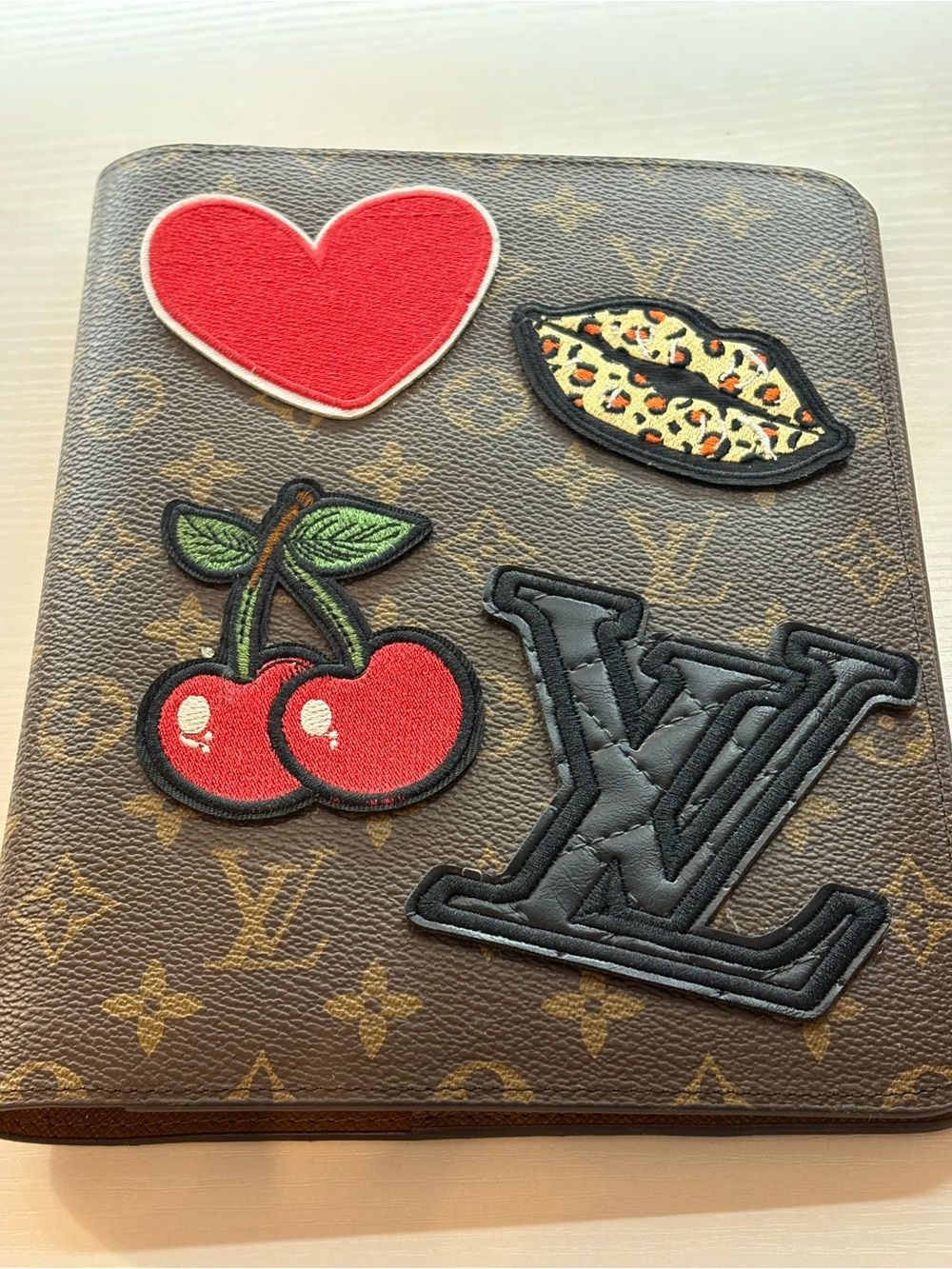 Louis Vuitton Brown Monogram GM 
Agenda with custom patches